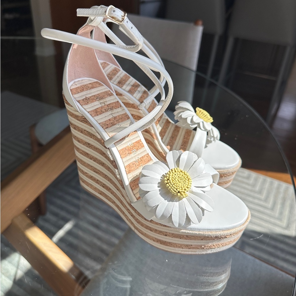 Sophia Webster Margarita 140MM Leather Cork Wedge Sandals 38 - Picture 8 of 9